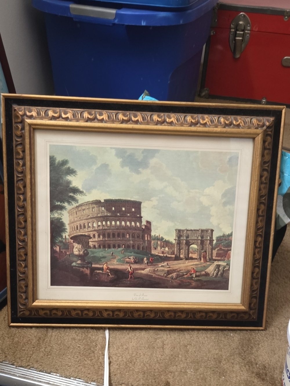 Giovanni Paolo Panini Matted Black Ornate Framed Art Print View of the Colosseum